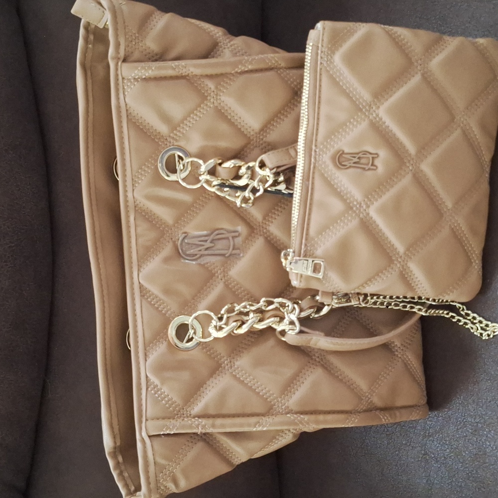 Steve Madden tan Quilted Women's Bag with pouch